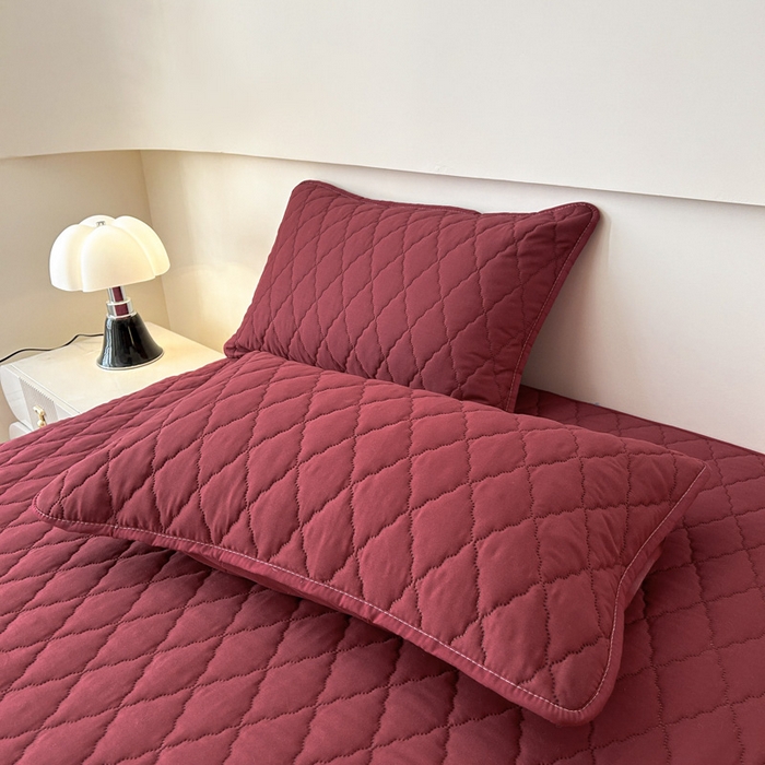 91家纺网 家纺一手货源 找家纺 恒尚居 2024新款夹棉抗菌防螨防水床笠【支持定做】酒红