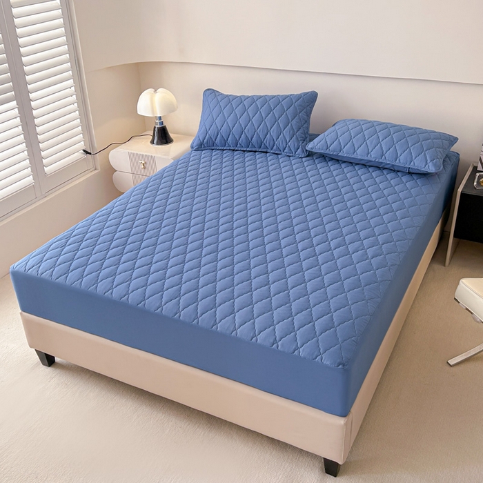 91家纺网 家纺一手货源 找家纺 恒尚居 2024新款夹棉抗菌防螨防水床笠【支持定做】金典蓝