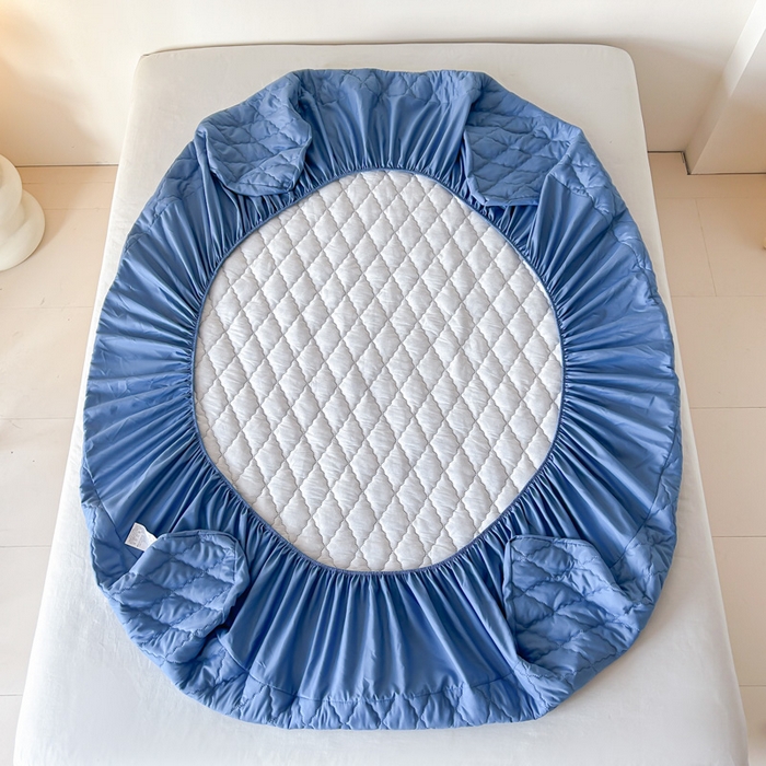 91家纺网 家纺一手货源 找家纺 恒尚居 2024新款夹棉抗菌防螨防水床笠【支持定做】金典蓝