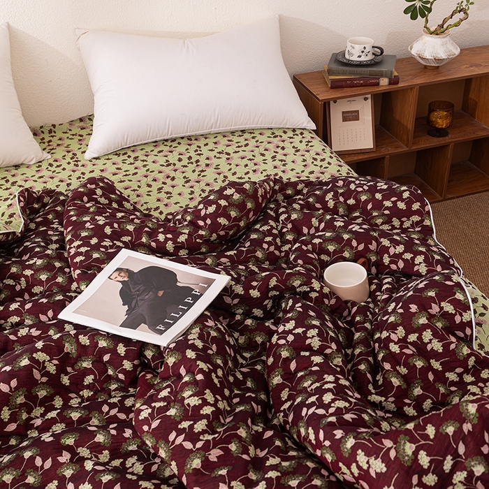 91家纺网 家纺一手货源 找家纺 睡棉坊 2025新款全棉色织提花双层纱春秋被芯冬被 繁华