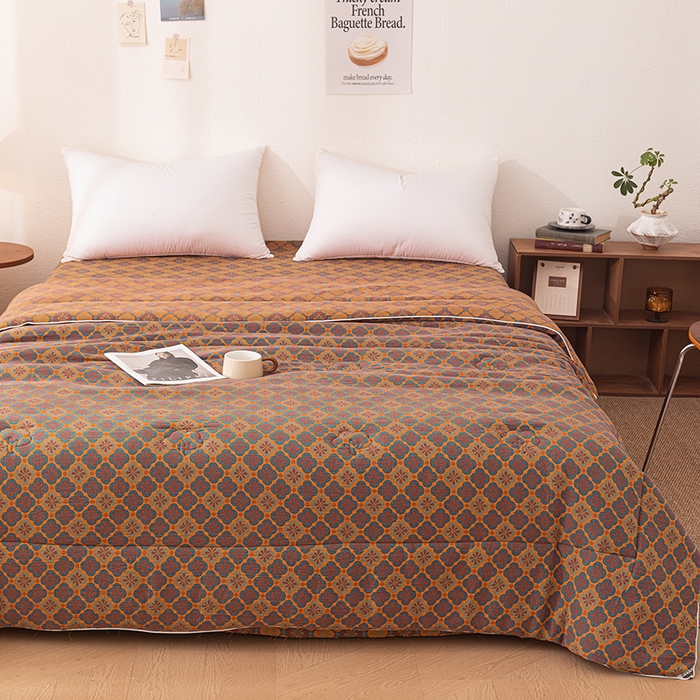 91家纺网 家纺一手货源 找家纺 睡棉坊 2025新款全棉色织提花双层纱春秋被芯冬被 轻奢时代