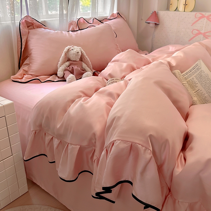 91家纺网 家纺一手货源 找家纺 （总）爱彼家纺 2025春夏新款夏季凉感冰丝花边四件套