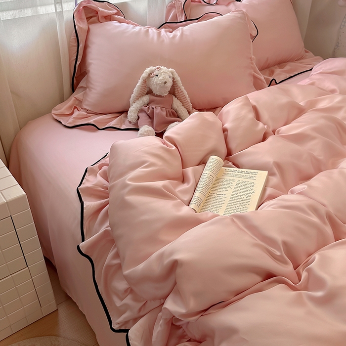 91家纺网 家纺一手货源 找家纺 （总）爱彼家纺 2025春夏新款夏季凉感冰丝花边四件套