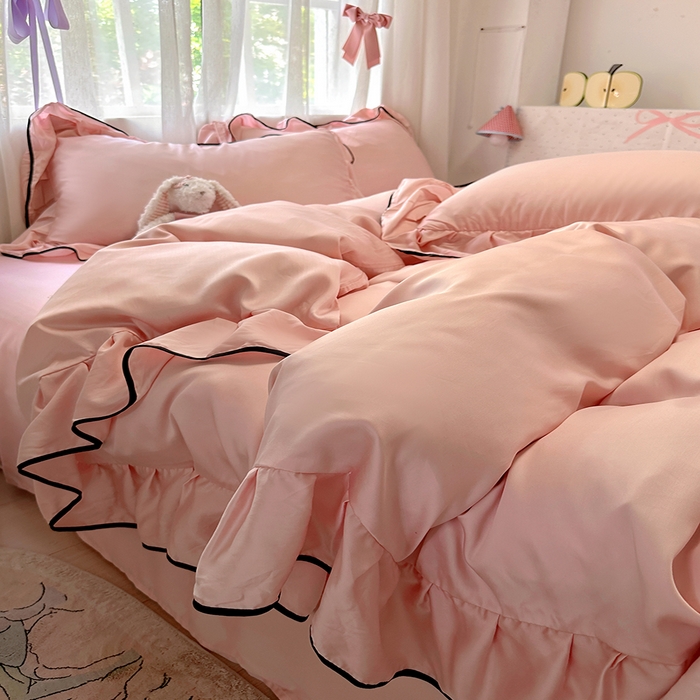 91家纺网 家纺一手货源 找家纺 （总）爱彼家纺 2025春夏新款夏季凉感冰丝花边四件套