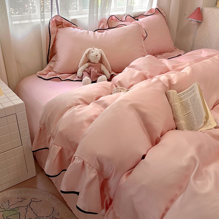 91家纺网 家纺一手货源 找家纺 （总）爱彼家纺 2025春夏新款夏季凉感冰丝花边四件套