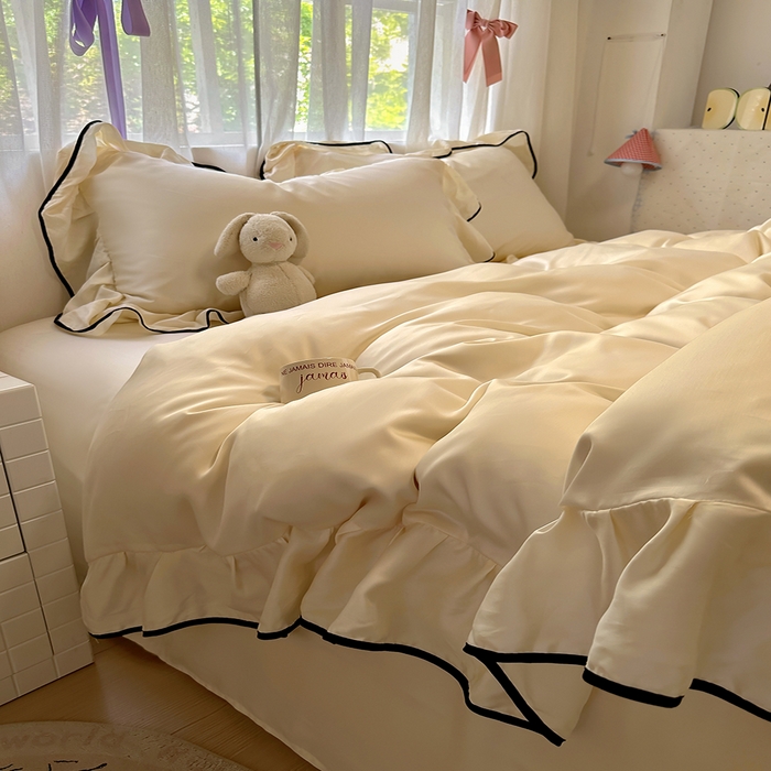 91家纺网 家纺一手货源 找家纺 爱彼家纺 2025春夏新款夏季凉感冰丝花边四件套 冰丝花边款-芝士