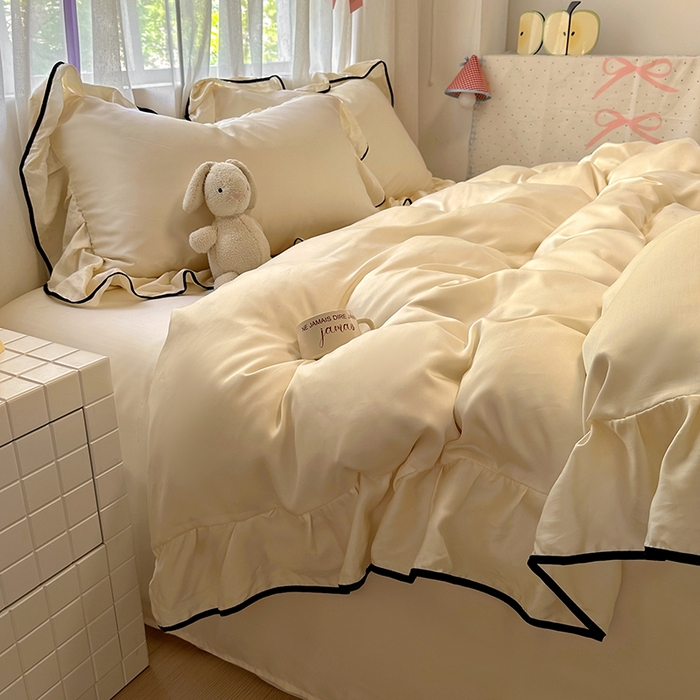 91家纺网 家纺一手货源 找家纺 爱彼家纺 2025春夏新款夏季凉感冰丝花边四件套 冰丝花边款-芝士