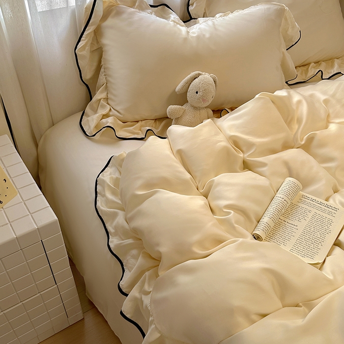 91家纺网 家纺一手货源 找家纺 爱彼家纺 2025春夏新款夏季凉感冰丝花边四件套 冰丝花边款-芝士