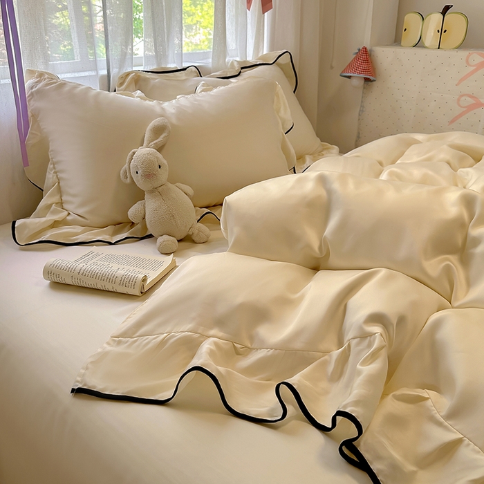 91家纺网 家纺一手货源 找家纺 爱彼家纺 2025春夏新款夏季凉感冰丝花边四件套 冰丝花边款-芝士