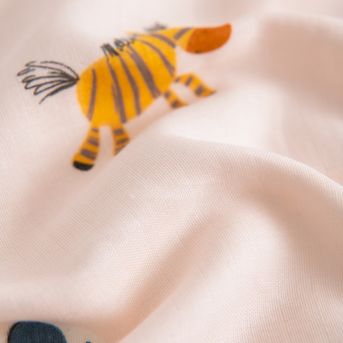 91家纺网 家纺一手货源 找家纺 嗨皮宝贝 2025新款A类全棉纱布睡袋婴儿薄款夏季宝宝儿童春秋防踢被神器四季通用护肚 动物园-粉