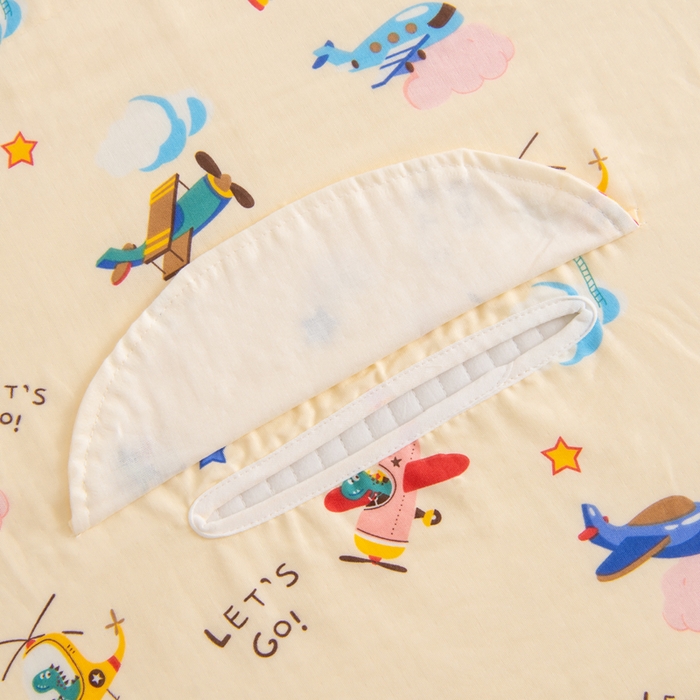 91家纺网 家纺一手货源 找家纺 嗨皮宝贝 2025新款A类全棉纱布睡袋婴儿薄款夏季宝宝儿童春秋防踢被神器四季通用护肚 飞行派对-黄