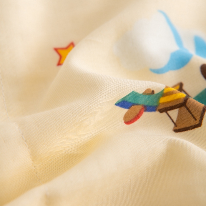 91家纺网 家纺一手货源 找家纺 嗨皮宝贝 2025新款A类全棉纱布睡袋婴儿薄款夏季宝宝儿童春秋防踢被神器四季通用护肚 飞行派对-黄