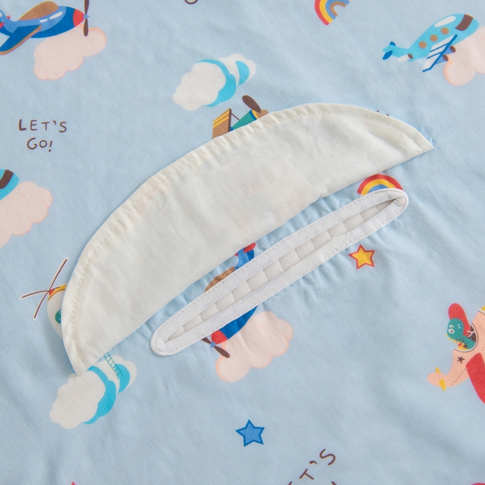 91家纺网 家纺一手货源 找家纺 嗨皮宝贝 2025新款A类全棉纱布睡袋婴儿薄款夏季宝宝儿童春秋防踢被神器四季通用护肚 飞行派对-蓝