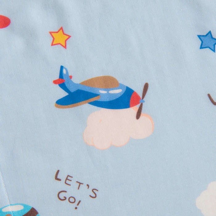 91家纺网 家纺一手货源 找家纺 嗨皮宝贝 2025新款A类全棉纱布睡袋婴儿薄款夏季宝宝儿童春秋防踢被神器四季通用护肚 飞行派对-蓝