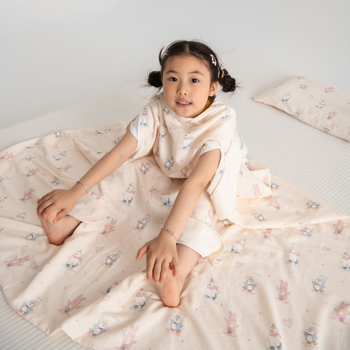 91家纺网 家纺一手货源 找家纺 嗨皮宝贝 2025新款A类全棉纱布睡袋婴儿薄款夏季宝宝儿童春秋防踢被神器四季通用护肚 快乐公仔-黄