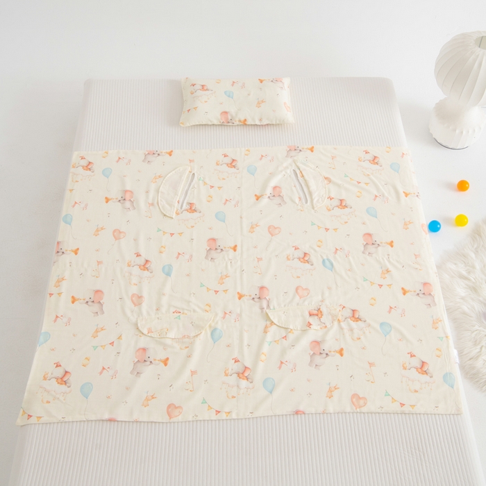 91家纺网 家纺一手货源 找家纺 嗨皮宝贝 2025新款A类全棉纱布睡袋婴儿薄款夏季宝宝儿童春秋防踢被神器四季通用护肚 派对小象