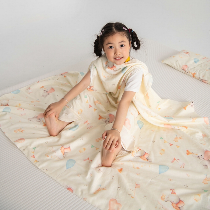 91家纺网 家纺一手货源 找家纺 嗨皮宝贝 2025新款A类全棉纱布睡袋婴儿薄款夏季宝宝儿童春秋防踢被神器四季通用护肚 派对小象