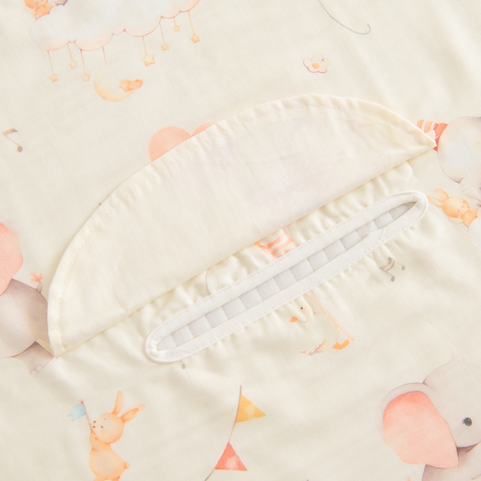 91家纺网 家纺一手货源 找家纺 嗨皮宝贝 2025新款A类全棉纱布睡袋婴儿薄款夏季宝宝儿童春秋防踢被神器四季通用护肚 派对小象