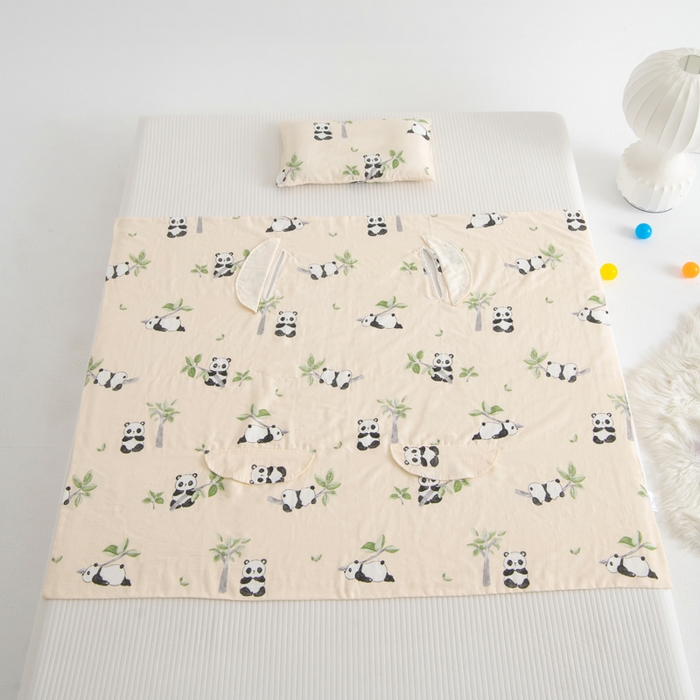 91家纺网 家纺一手货源 找家纺 嗨皮宝贝 2025新款A类全棉纱布睡袋婴儿薄款夏季宝宝儿童春秋防踢被神器四季通用护肚 盼盼-米