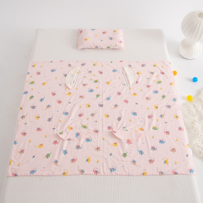 91家纺网 家纺一手货源 找家纺 嗨皮宝贝 2025新款A类全棉纱布睡袋婴儿薄款夏季宝宝儿童春秋防踢被神器四季通用护肚 五彩象-粉