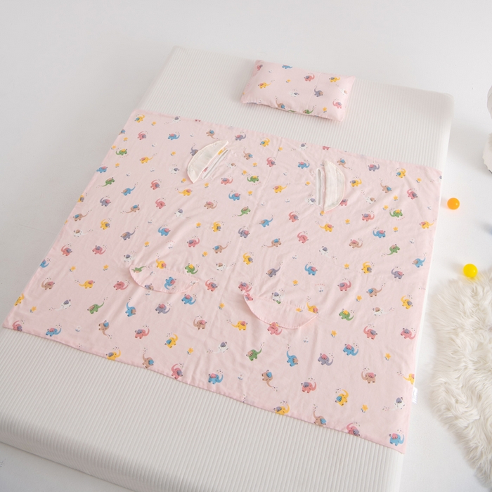 91家纺网 家纺一手货源 找家纺 嗨皮宝贝 2025新款A类全棉纱布睡袋婴儿薄款夏季宝宝儿童春秋防踢被神器四季通用护肚 五彩象-粉