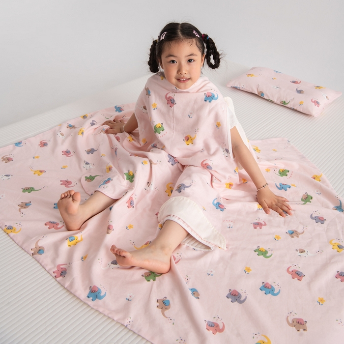 91家纺网 家纺一手货源 找家纺 嗨皮宝贝 2025新款A类全棉纱布睡袋婴儿薄款夏季宝宝儿童春秋防踢被神器四季通用护肚 五彩象-粉
