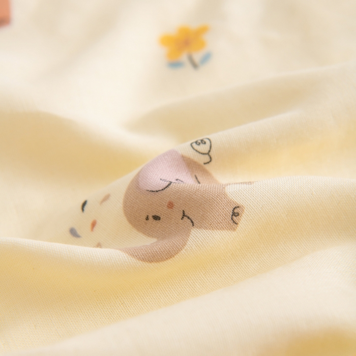 91家纺网 家纺一手货源 找家纺 嗨皮宝贝 2025新款A类全棉纱布睡袋婴儿薄款夏季宝宝儿童春秋防踢被神器四季通用护肚 五彩象-米黄