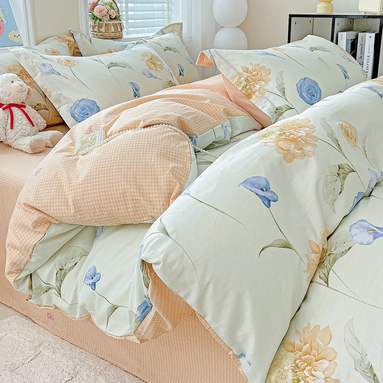 91家纺网 家纺一手货源 找家纺 恩泽2025全棉印花四件套 锦花缘