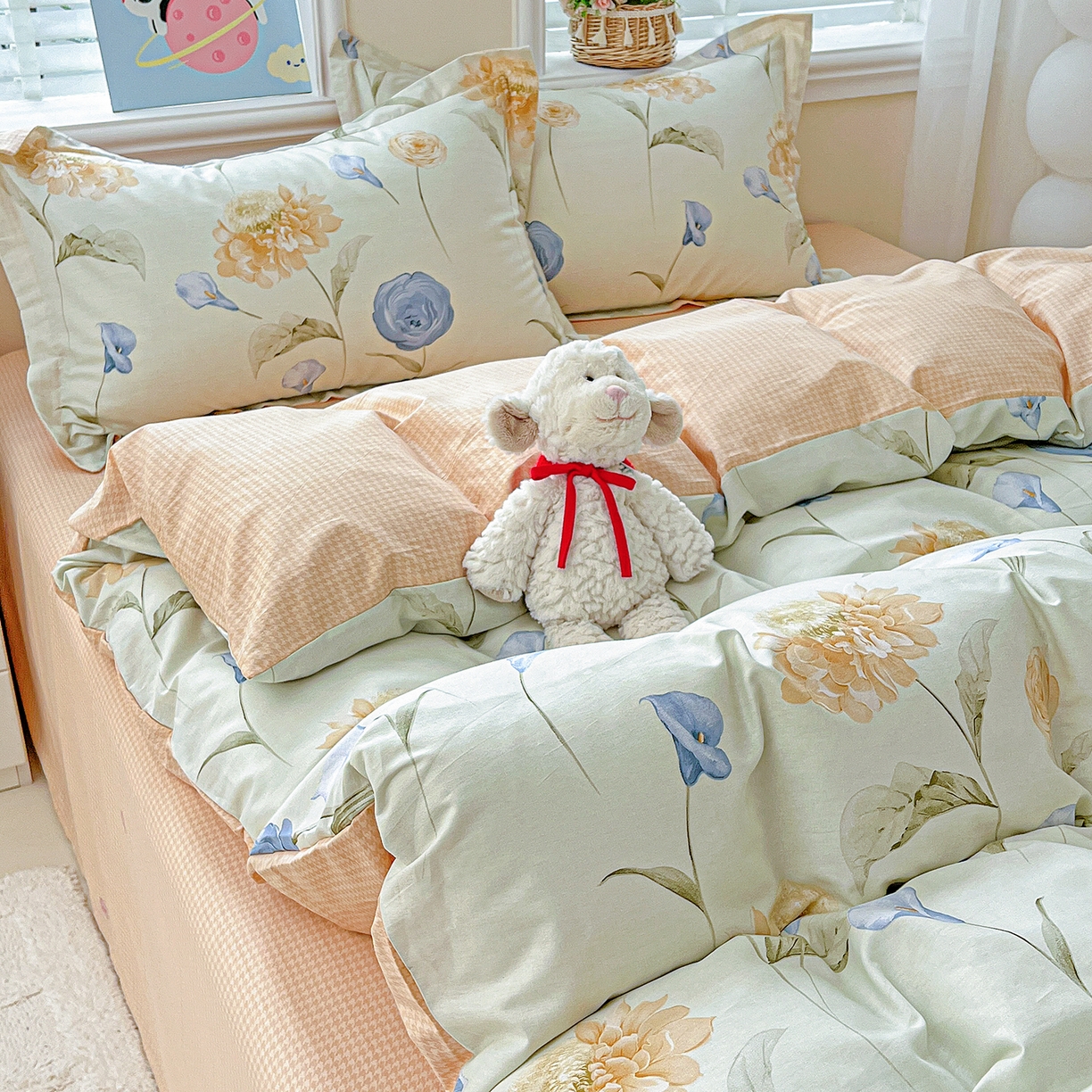 91家纺网 家纺一手货源 找家纺 恩泽2025全棉印花四件套 锦花缘