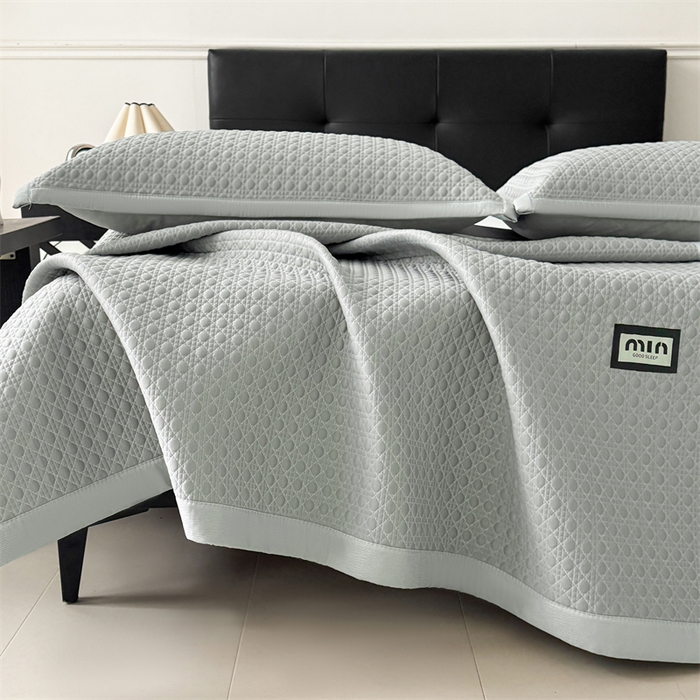 91家纺网 家纺一手货源 找家纺 耐思家纺 2025新款MIN豆豆凉席空调席系列-床席款 MIN冰豆豆-冰川灰-床席款