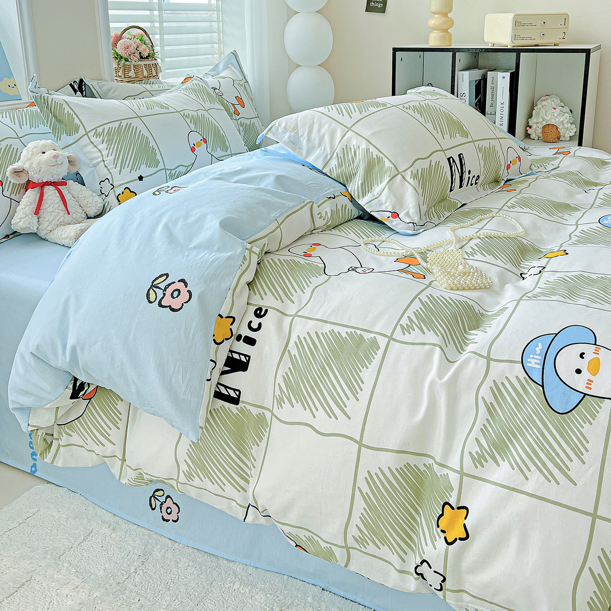 91家纺网 家纺一手货源 找家纺 恩泽2025全棉印花四件套 可爱鸭