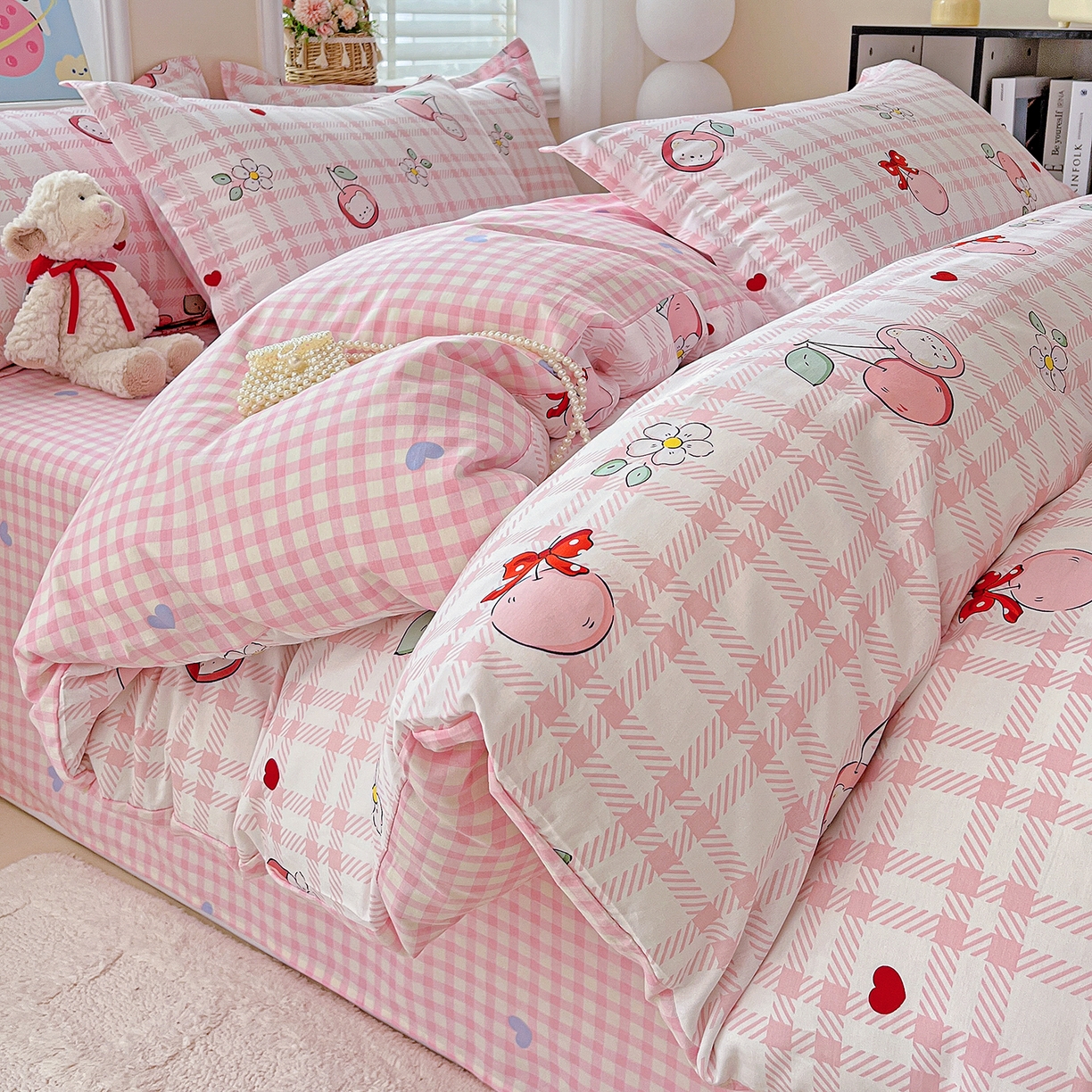 91家纺网 家纺一手货源 找家纺 恩泽2025全棉印花四件套 荔枝小熊