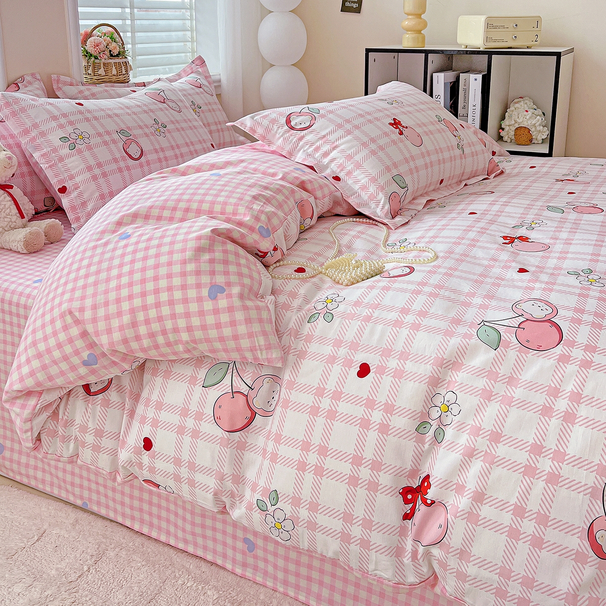 91家纺网 家纺一手货源 找家纺 恩泽2025全棉印花四件套 荔枝小熊