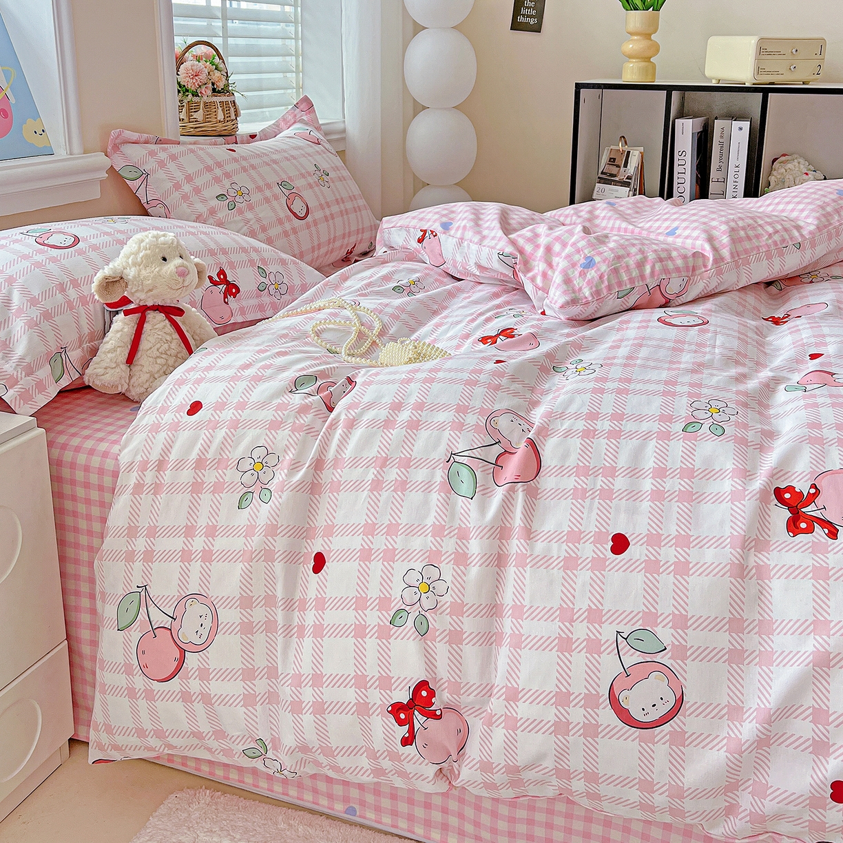 91家纺网 家纺一手货源 找家纺 恩泽2025全棉印花四件套 荔枝小熊