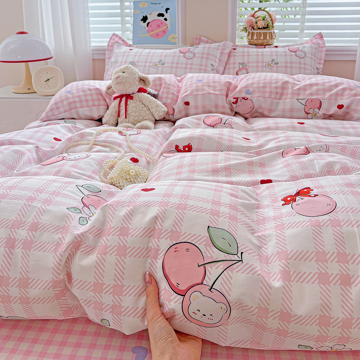 91家纺网 家纺一手货源 找家纺 恩泽2025全棉印花四件套 荔枝小熊