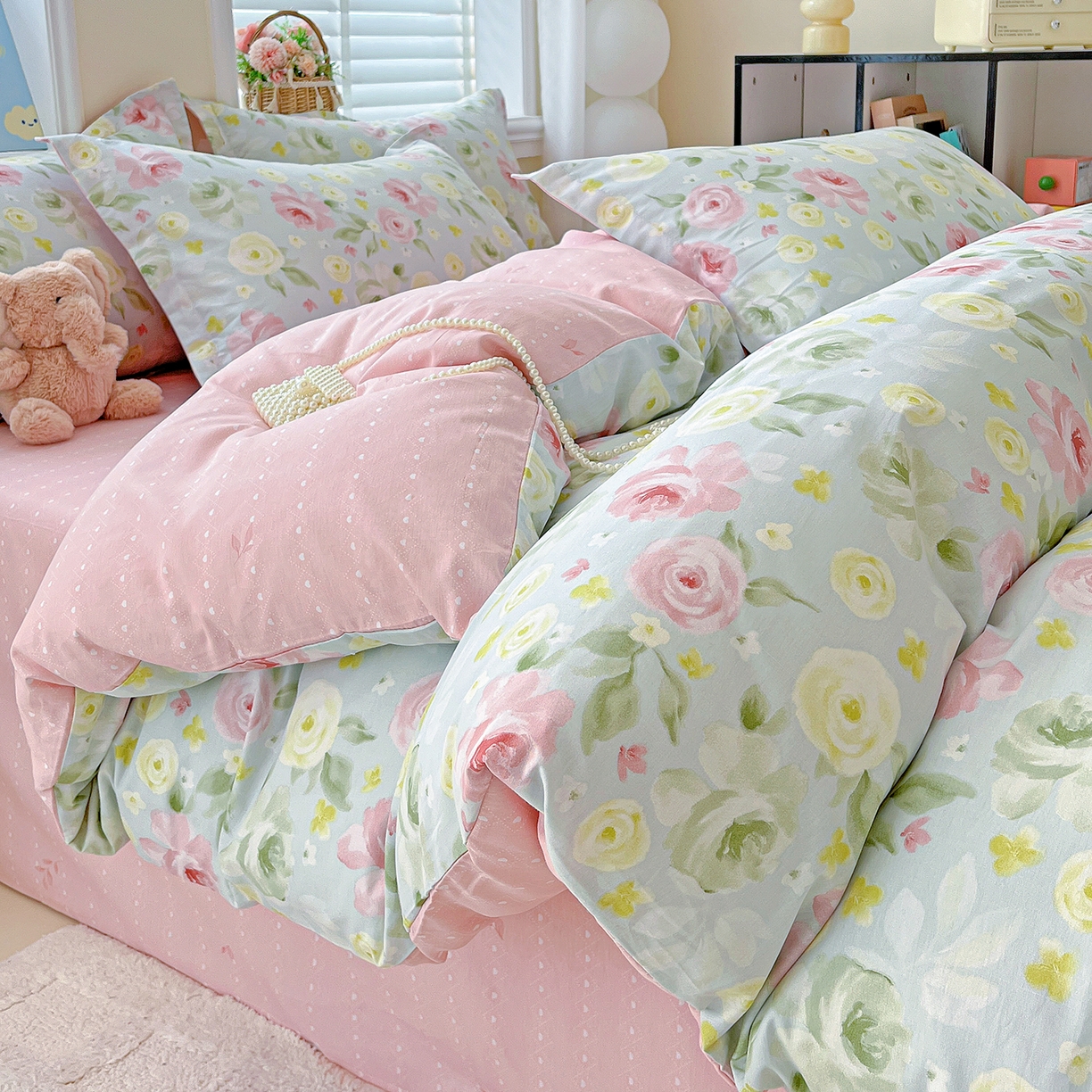 91家纺网 家纺一手货源 找家纺 恩泽2025全棉印花四件套 满园芬芳