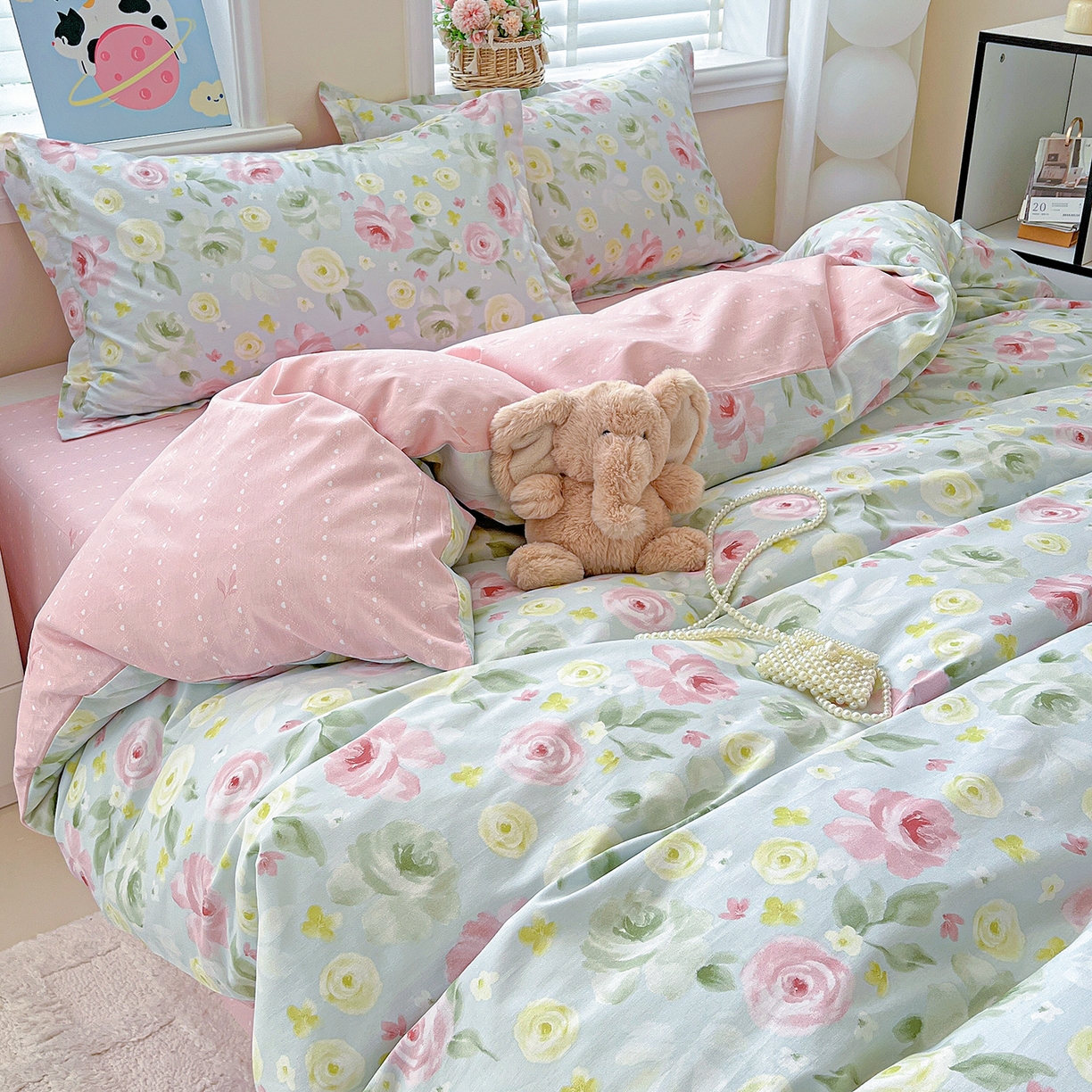 91家纺网 家纺一手货源 找家纺 恩泽2025全棉印花四件套 满园芬芳