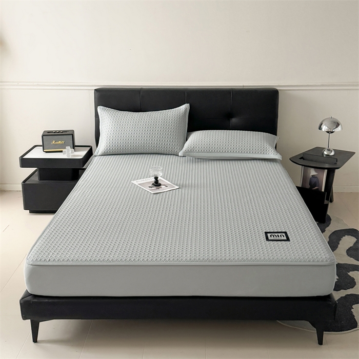 91家纺网 家纺一手货源 找家纺 耐思家纺 2025新款MIN豆豆凉席空调席系列-床笠款 MIN冰豆豆-冰川灰-床笠款