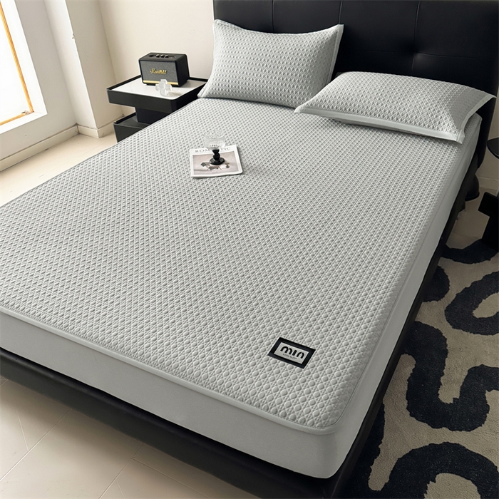 91家纺网 家纺一手货源 找家纺 耐思家纺 2025新款MIN豆豆凉席空调席系列-床笠款 MIN冰豆豆-冰川灰-床笠款