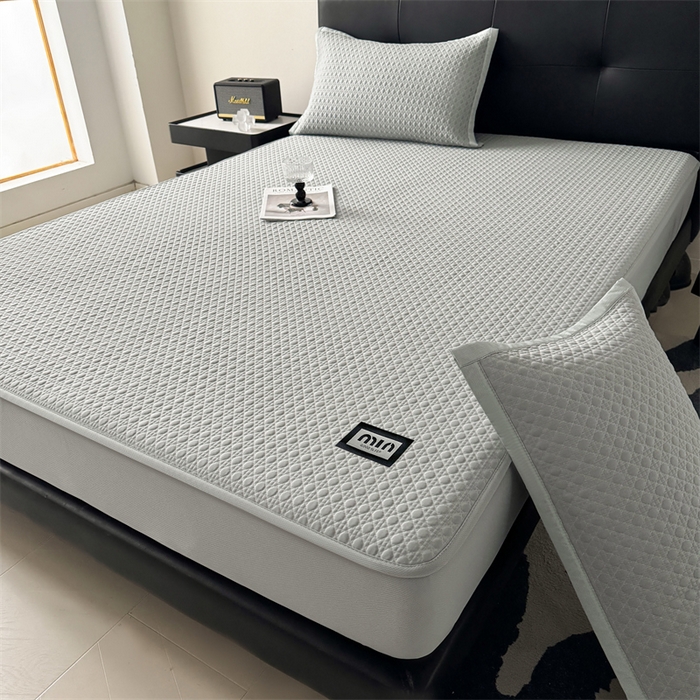 91家纺网 家纺一手货源 找家纺 耐思家纺 2025新款MIN豆豆凉席空调席系列-床笠款 MIN冰豆豆-冰川灰-床笠款