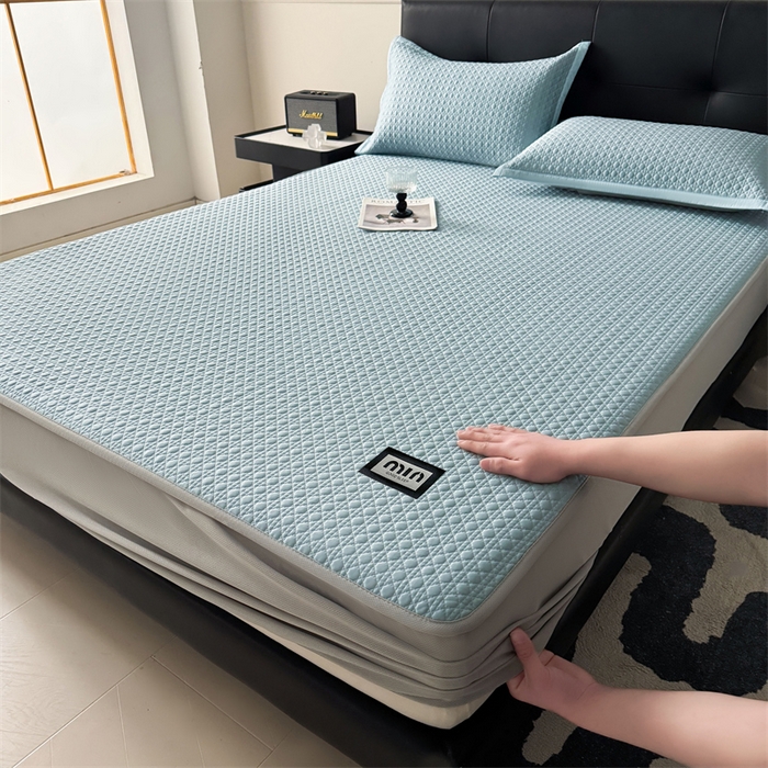 耐思家纺 2025新款MIN豆豆凉席空调席系列-床笠款 MIN冰豆豆-冰晶蓝-床笠款