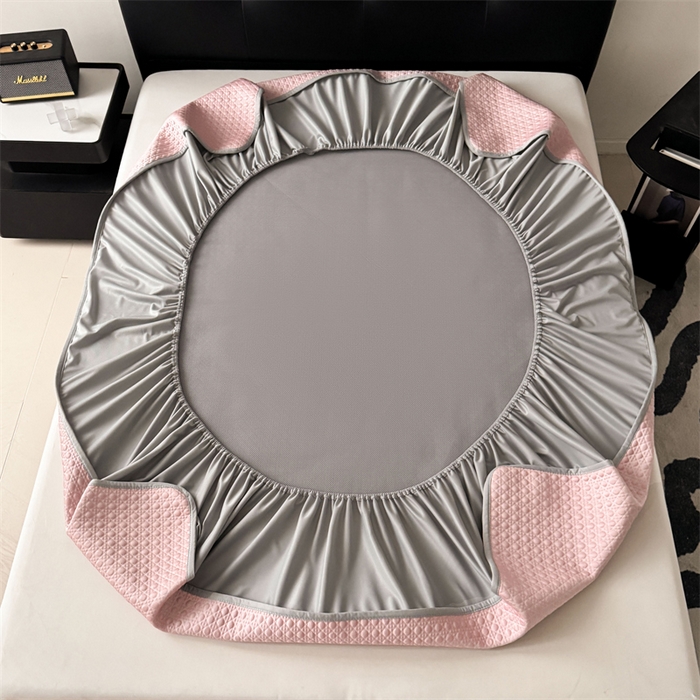 91家纺网 家纺一手货源 找家纺 耐思家纺 2025新款MIN豆豆凉席空调席系列-床笠款 MIN冰豆豆-豆沙粉-床笠款