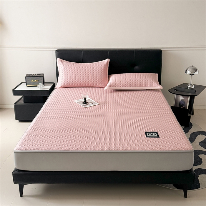 91家纺网 家纺一手货源 找家纺 耐思家纺 2025新款MIN豆豆凉席空调席系列-床笠款 MIN冰豆豆-豆沙粉-床笠款