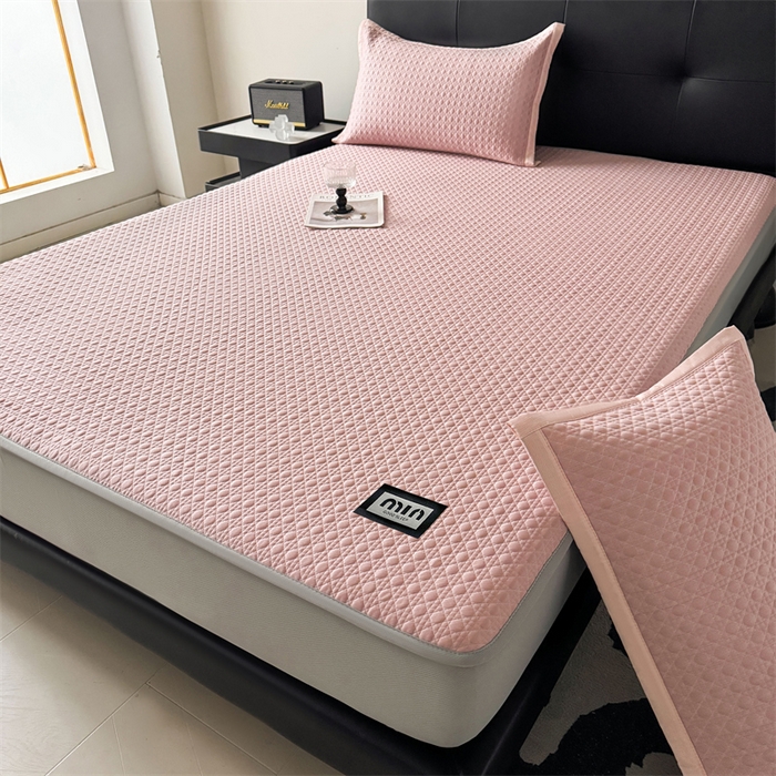 91家纺网 家纺一手货源 找家纺 耐思家纺 2025新款MIN豆豆凉席空调席系列-床笠款 MIN冰豆豆-豆沙粉-床笠款