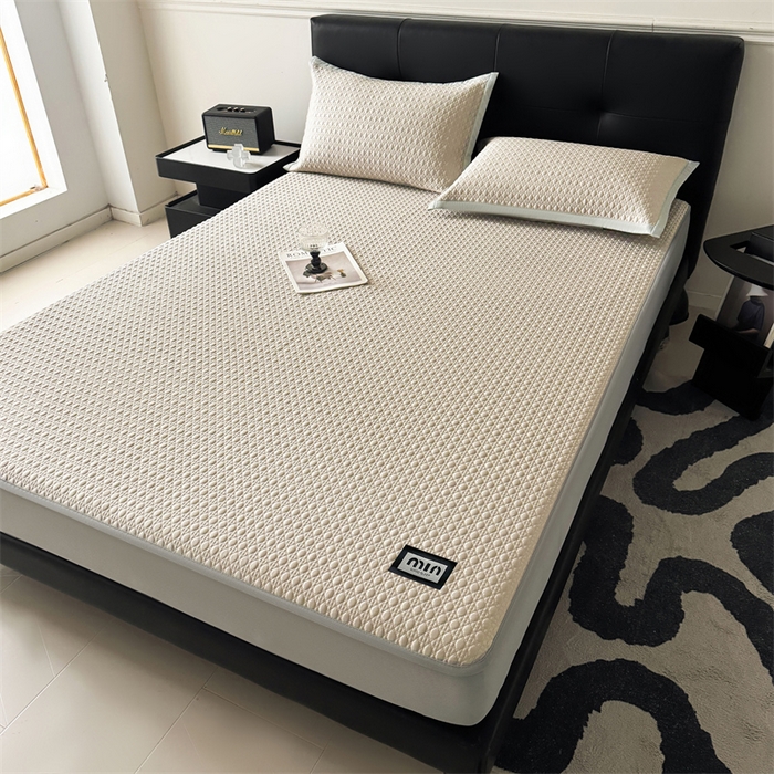 91家纺网 家纺一手货源 找家纺 耐思家纺 2025新款MIN豆豆凉席空调席系列-床笠款 MIN冰豆豆-麦卡其-床笠款