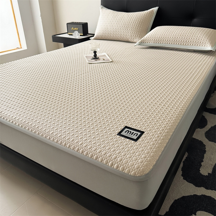 91家纺网 家纺一手货源 找家纺 耐思家纺 2025新款MIN豆豆凉席空调席系列-床笠款 MIN冰豆豆-麦卡其-床笠款