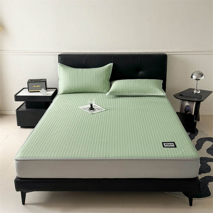 91家纺网 家纺一手货源 找家纺 耐思家纺 2025新款MIN豆豆凉席空调席系列-床笠款 MIN冰豆豆-月光绿-床笠款