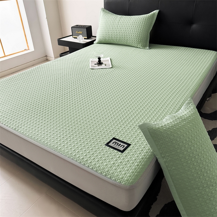 91家纺网 家纺一手货源 找家纺 耐思家纺 2025新款MIN豆豆凉席空调席系列-床笠款 MIN冰豆豆-月光绿-床笠款