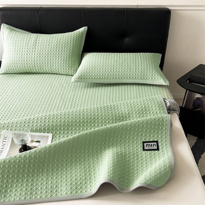 91家纺网 家纺一手货源 找家纺 耐思家纺 2025新款MIN豆豆凉席空调席系列-床笠款 MIN冰豆豆-月光绿-床笠款