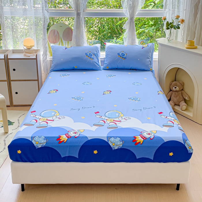 金鑫汇家纺 2025新款13070全棉好卖花型套件系列-单床笠 翱翔太空